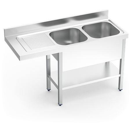 Fregadero para lavavasos 2C,EI 1400x550x850 mm.