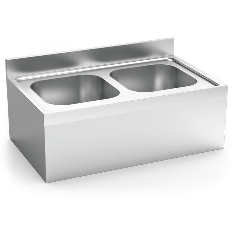 Fregadero colg.c/faldón 2C 1200x600x355 mm.