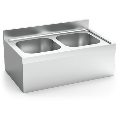 Fregadero colg.c/faldón 2C 1400x600x320 mm.