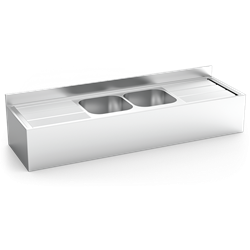 Fregadero colg.c/faldón 2C,2E 2000x600x250 mm.