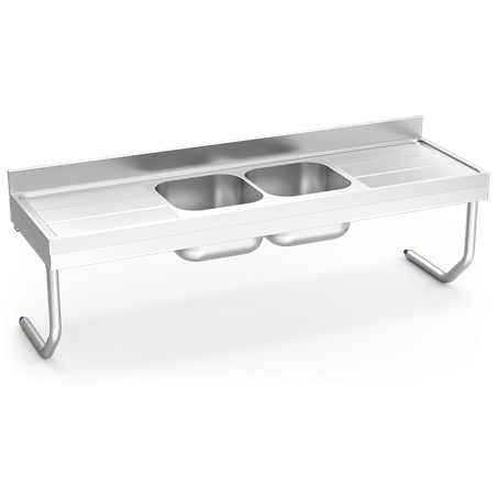 Fregadero colg.c/palomillas 2C,2E 2000x600x250 mm.