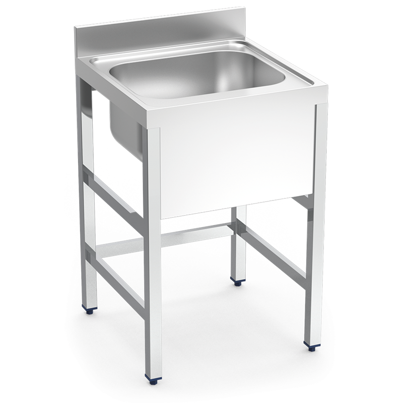 Fregadero con soporte 1C 700x600x850 mm.