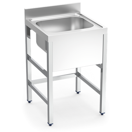 Fregadero con soporte 1C 700x600x850 mm.