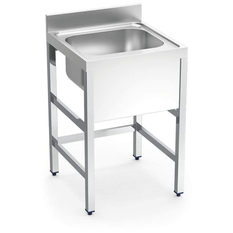 Fregadero con soporte 1C 800x600x850 mm.