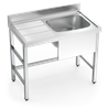 Fregadero con soporte 1C,EI 1300x600x850 mm.