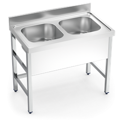 Fregadero con soporte 2C 1200x600x850 mm.