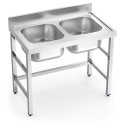 Fregadero con soporte 2C 1400x600x850 mm.