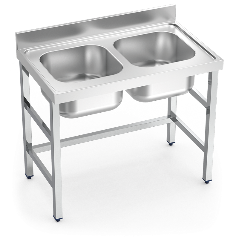 Fregadero con soporte 2C 1400x600x850 mm.