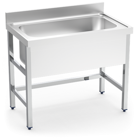Fregadero con soporte 1C 1200x600x850 mm.