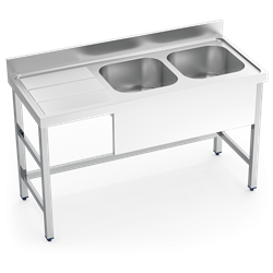 Fregadero con soporte 2C,EI 2000x600x850 mm.
