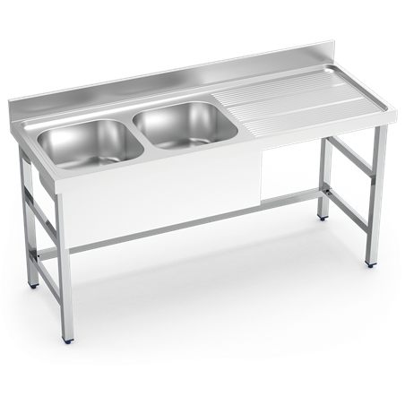 Fregadero con soporte 2C,ED 1600x600x850 mm.