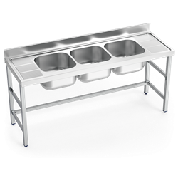Fregadero con soporte 3C,2E 1800x600x850 mm.