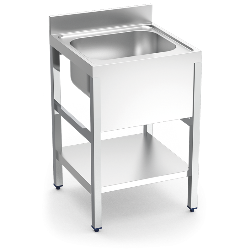 Fregadero c/soporte c/entre.1C 600x600x850 mm.