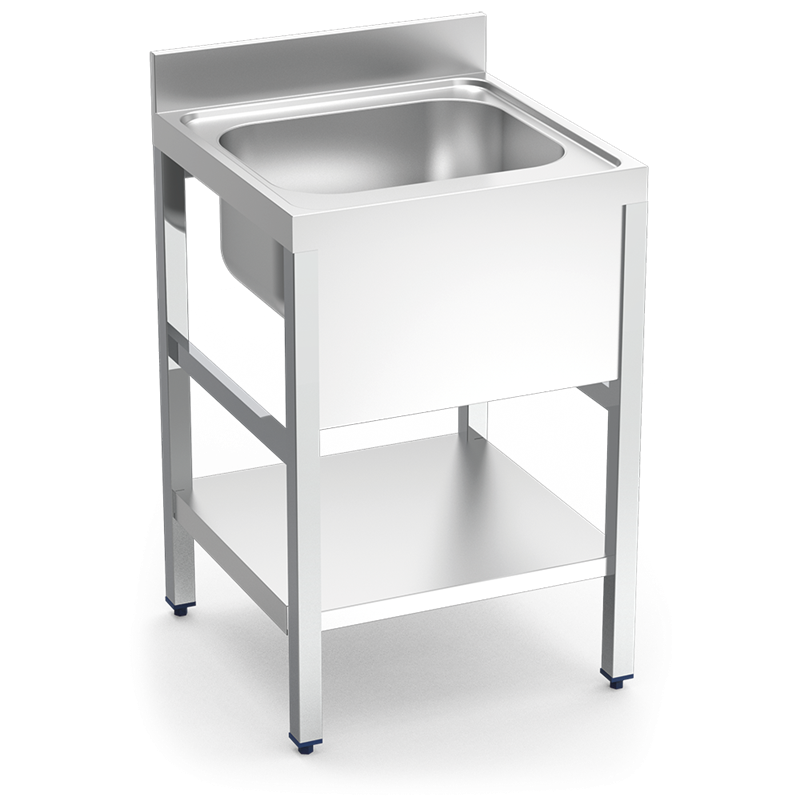 Fregadero c/soporte c/entre.1C 700x600x850 mm.