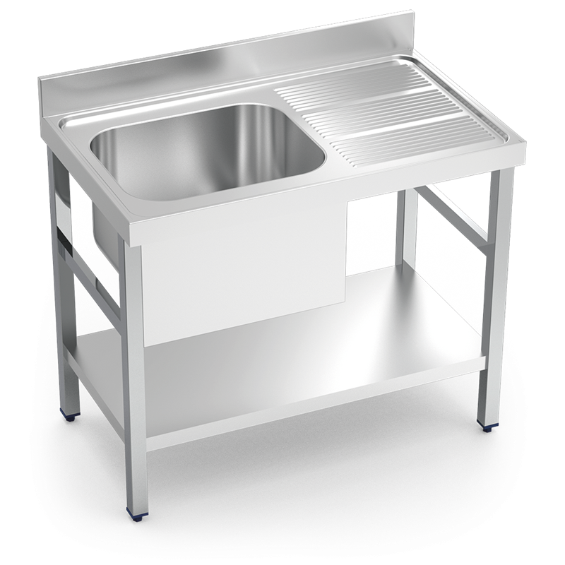 Fregadero c/soporte c/entre.1C,ED 1000x600x850 mm.