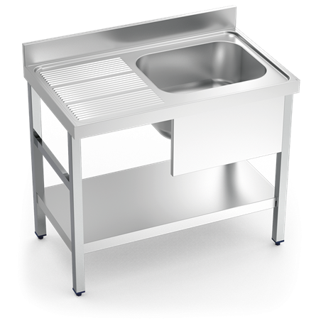 Fregadero c/soporte c/entre.1C,EI 1000x600x850 mm.