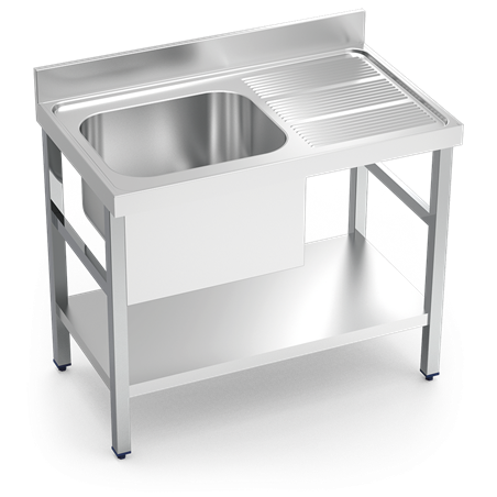 Fregadero c/soporte c/entre.1C,ED 1400x600x850 mm.