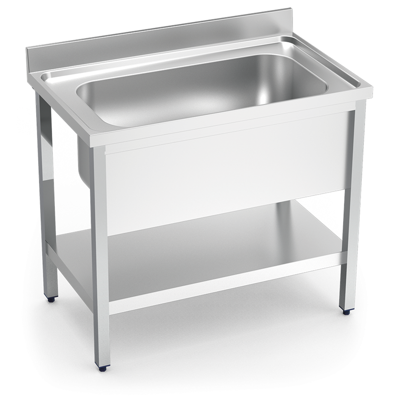 Fregadero c/soporte c/entre.1C 1000x600x850 mm.