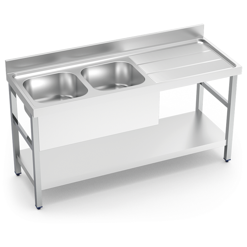 Fregadero c/soporte c/entre.2C,ED 1400x600x850 mm.