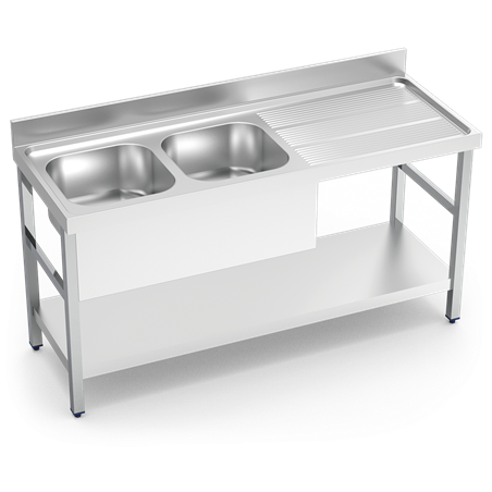 Fregadero c/soporte c/entre.2C,ED 2000x600x850 mm.