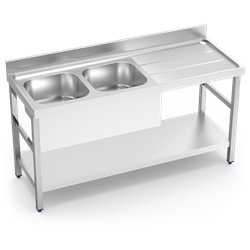 Fregadero c/soporte c/entre.2C,ED 1600x600x850 mm.