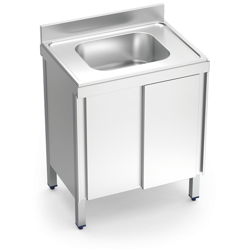 Fregadero c/ptas.correderas 1C 800x600x850 mm.