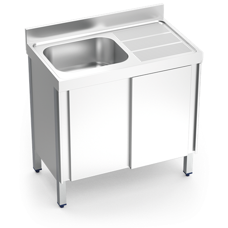 Fregadero c/ptas.correderas 1C,ED 1000x600x850 mm.