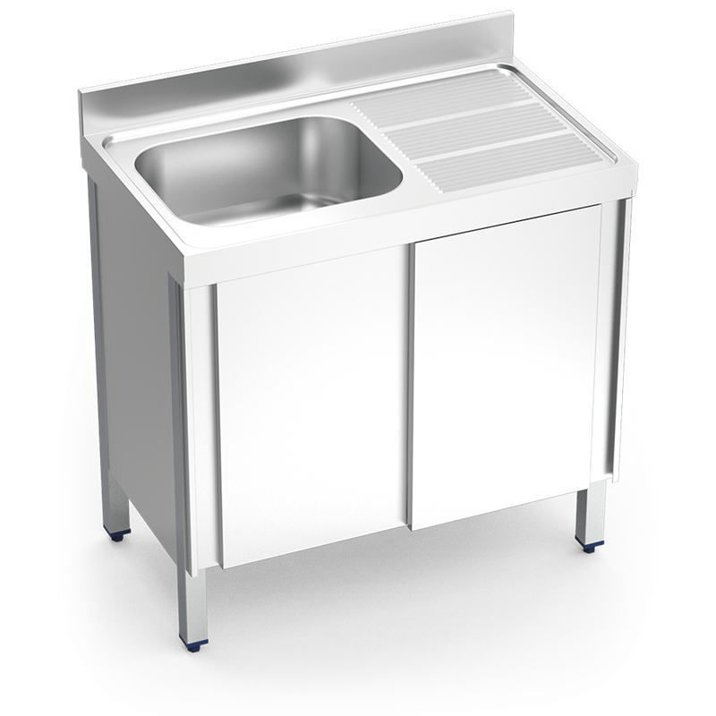 Fregadero c/ptas.correderas 1C,ED 1200x600x850 mm.