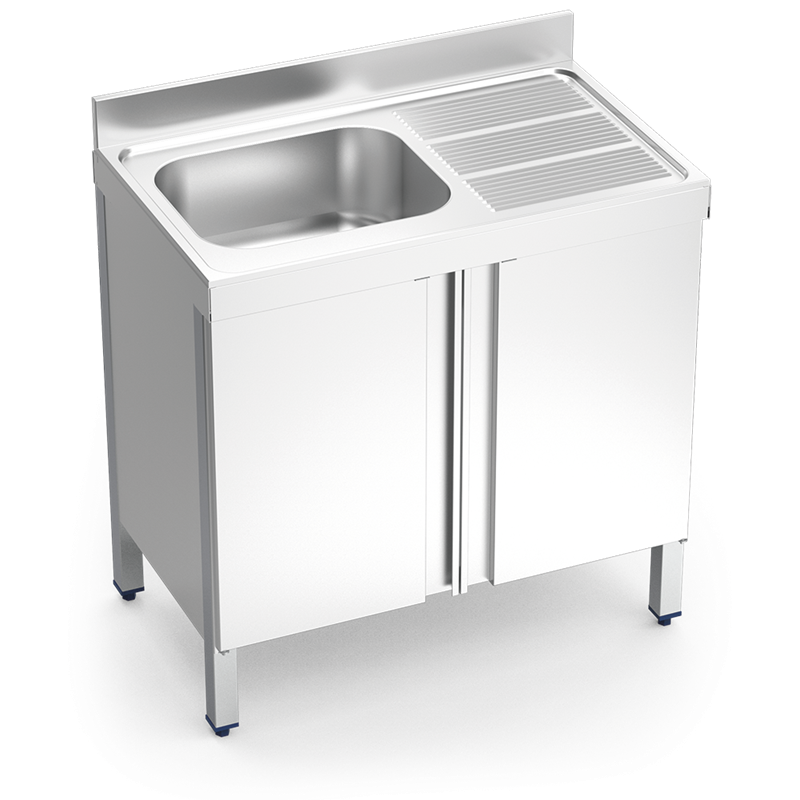 Fregadero c/ptas.abatibles 1C,ED 1000x600x850 mm.