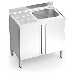 Fregadero c/ptas.abatibles 1C,EI 1000x600x850 mm.