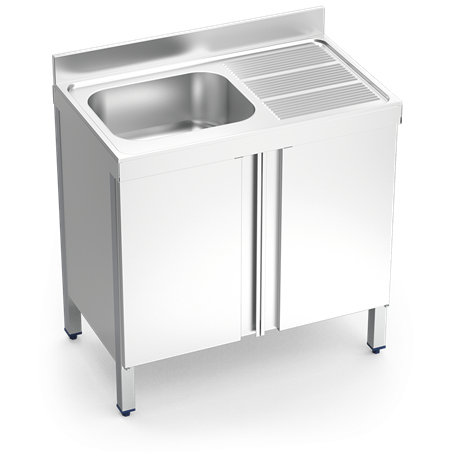 Fregadero c/ptas.abatibles 1C,ED 1200x600x850 mm.