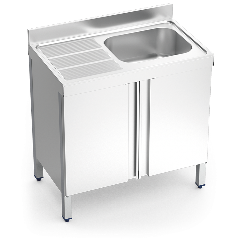 Fregadero c/ptas.abatibles 1C,EI 1200x600x850 mm.