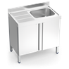 Fregadero c/ptas.abatibles 1C,EI 1200x600x850 mm.