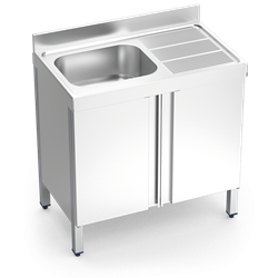Fregadero c/ptas.abatibles 1C,ED 1300x600x850 mm.