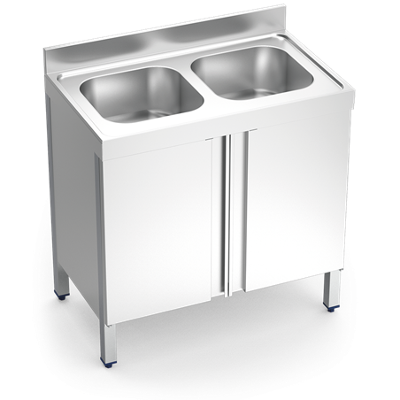 Fregadero c/ptas.abatibles 2C 1000x600x850 mm.