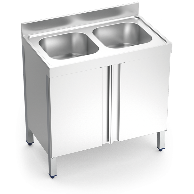 Fregadero c/ptas.abatibles 2C 1200x600x850 mm.