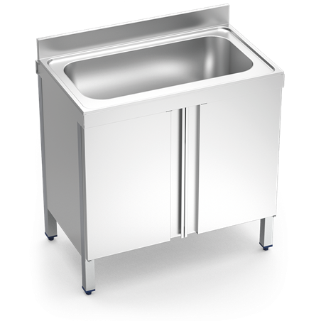 Fregadero c/ptas.abatibles 1C 1000x600x850 mm.