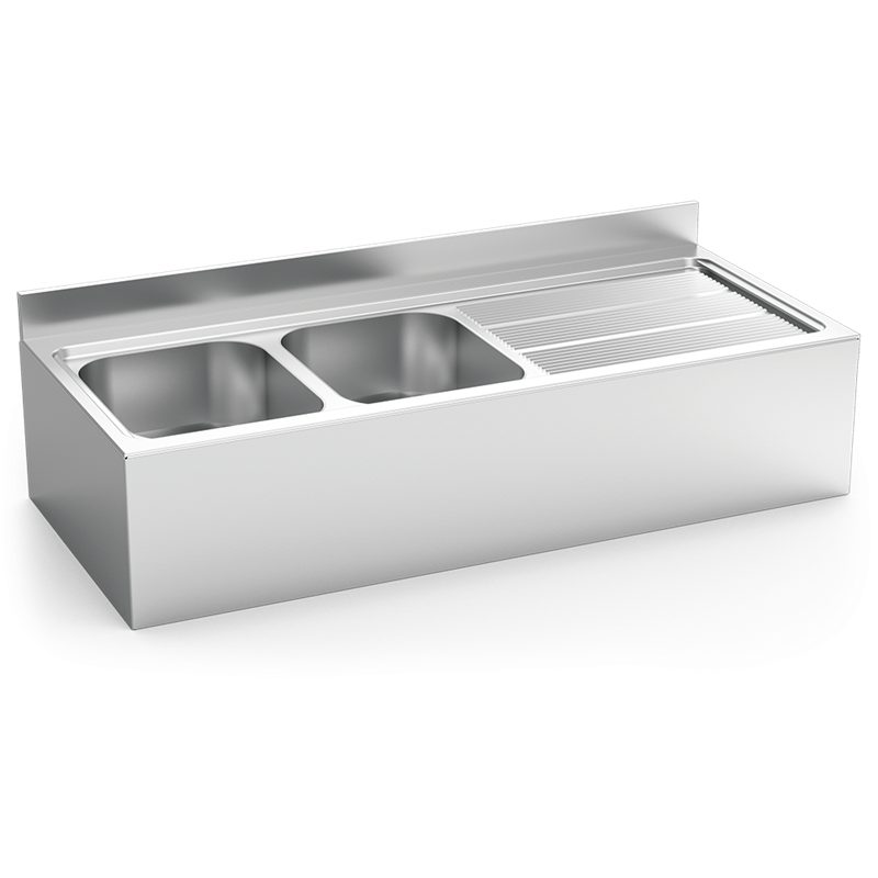 Fregadero colg.c/faldón 2C,ED 1600x700x250 mm.