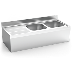 Fregadero colg.c/faldón 2C,EI 1600x700x250 mm.