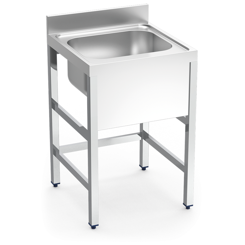 Fregadero con soporte 1C 700x700x850 mm.