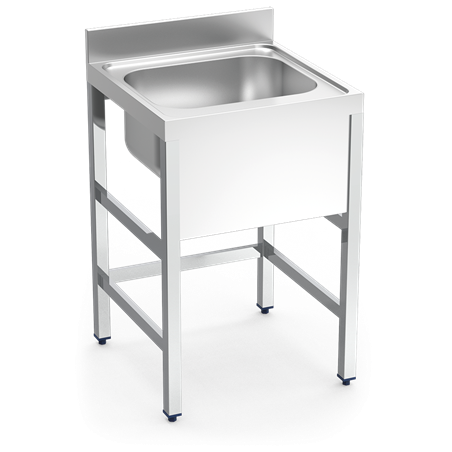 Fregadero con soporte 1C 700x700x850 mm.