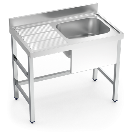 Fregadero con soporte 1C,EI 1000x700x850 mm.