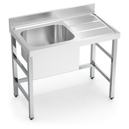 Fregadero con soporte 1C,ED 1400x700x850 mm.