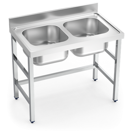 Fregadero con soporte 2C 1000x700x850 mm.