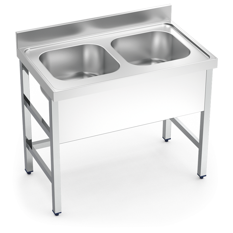 Fregadero con soporte 2C 1200x700x850 mm.