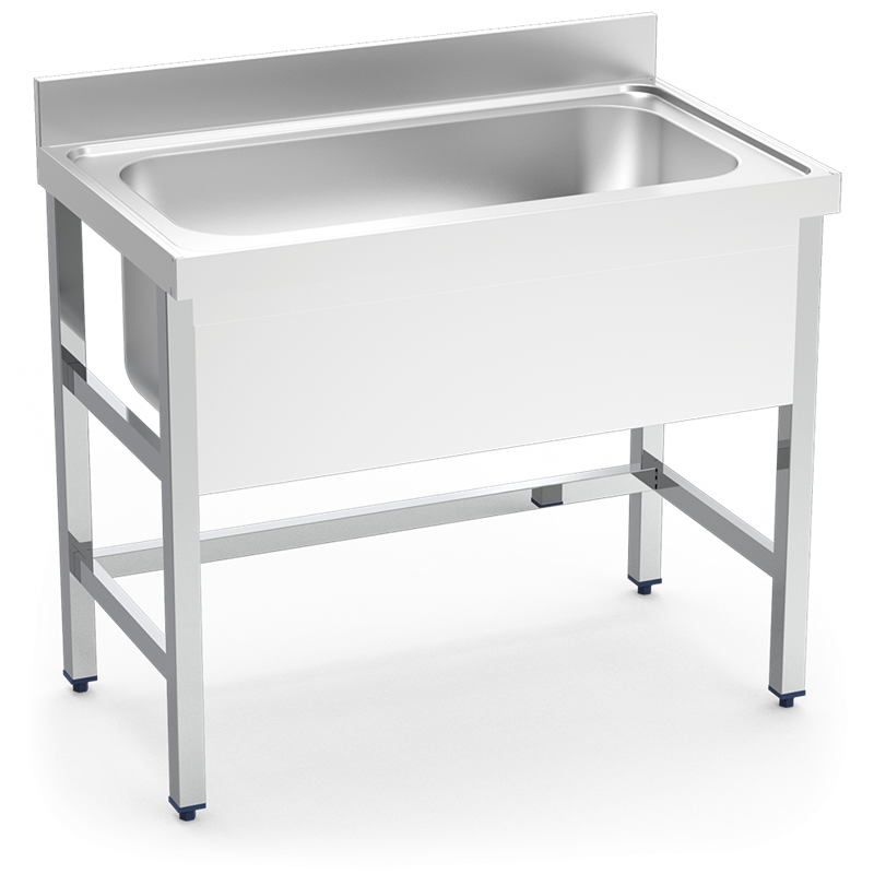 Fregadero con soporte 1C 1200x700x850 mm.