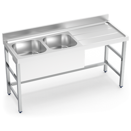 Fregadero con soporte 2C,ED 1400x700x850 mm.