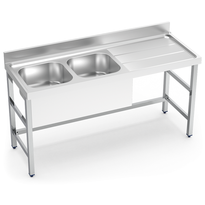 Fregadero con soporte 2C,ED 2000x700x850 mm.