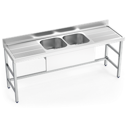 Fregadero con soporte 2C,2E 2000x700x850 mm.