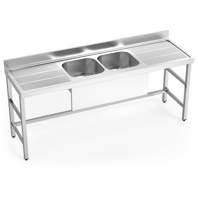 Fregadero con soporte 2C,2E 2000x700x850 mm.